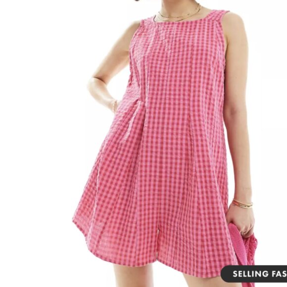 ASOS jumpsuits for women small in pink gingham - Picture 1 of 3